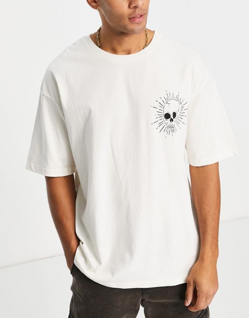 ASOS Design Oversized T-Shirt with Back Moon & Cloud Print