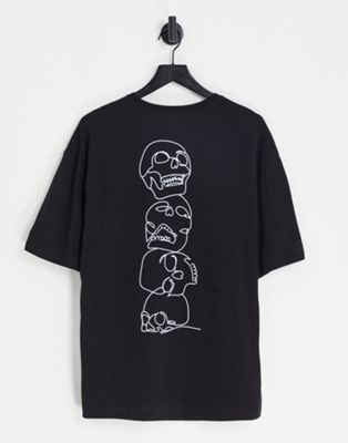 Jack & Jones Originals oversized t-shirt with skull back print in black - ASOS Price Checker