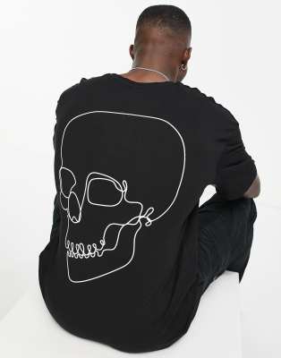 Jack & Jones Jack & Jones Originals oversized t-shirt with skull back print in black