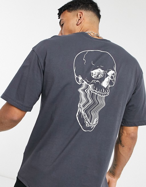 Jack & Jones Originals oversized t-shirt with skull back print in grey