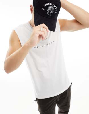 Jack & Jones Jack & Jones Originals oversized vest with Originals logo print in white