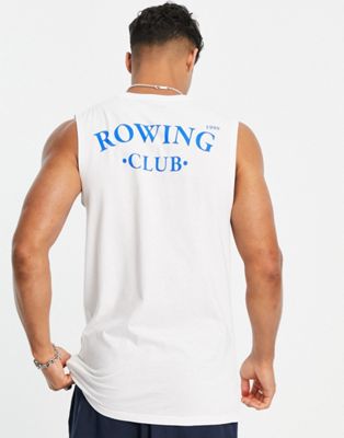 Jack & Jones Originals oversized vest with rowing club back print in white