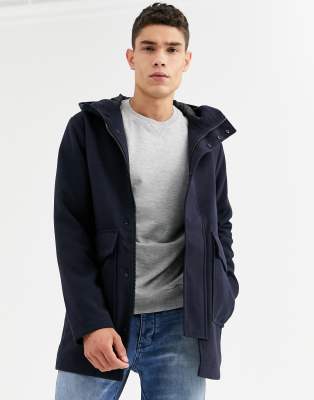 navy padded coat with hood