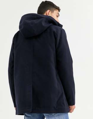 navy padded coat with hood