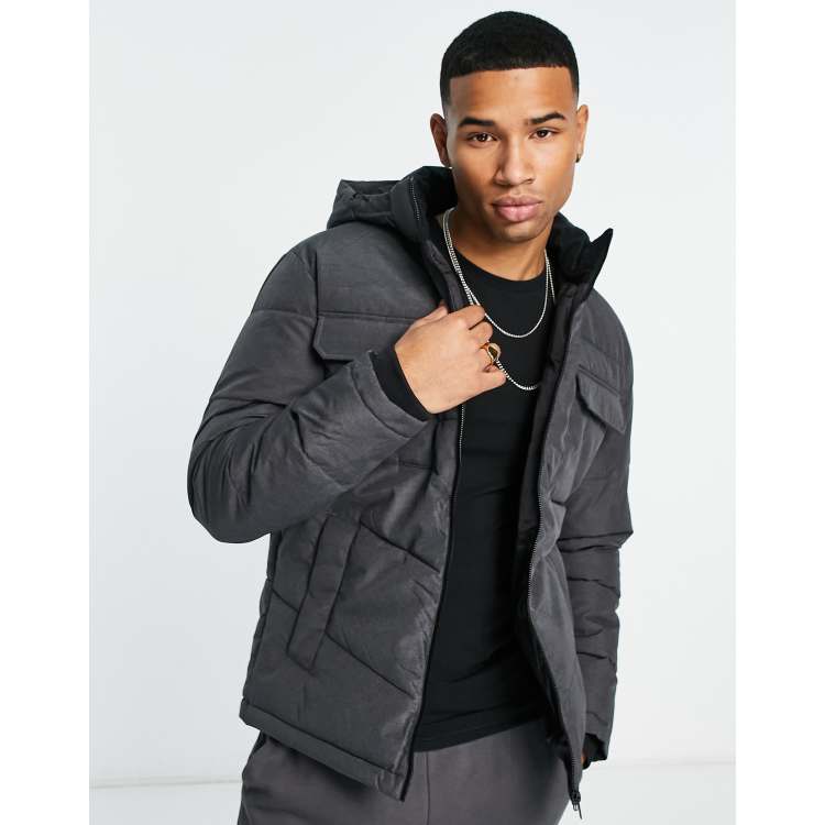 Dark grey hot sale padded jacket