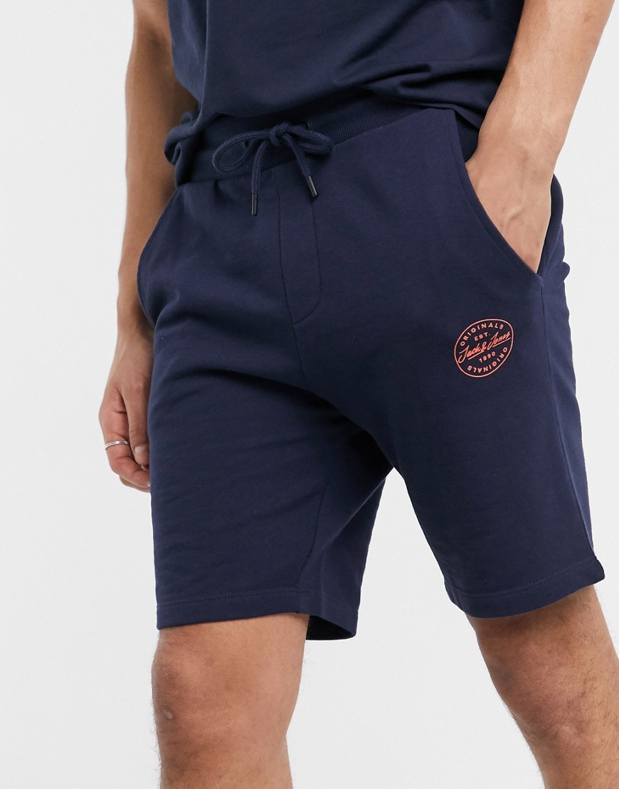 Jack & Jones Originals - Pantaloncini in jersey blu navy con logo