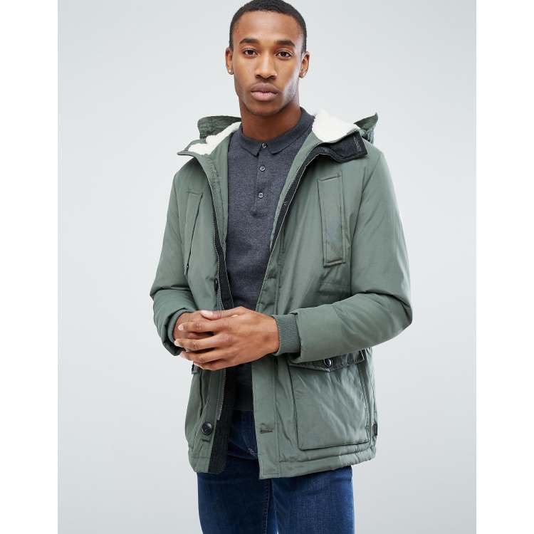 Borg lined hot sale parka mens