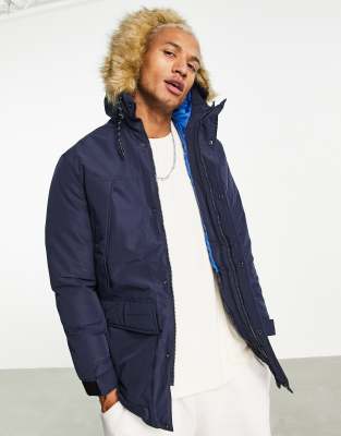 Jack & jones originals short parka with faux fur on sale hood