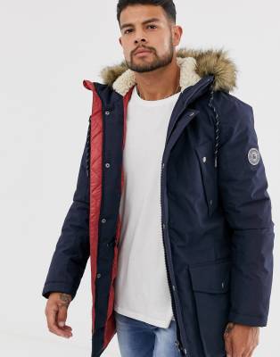 jack & jones parka jacket with faux fur hood