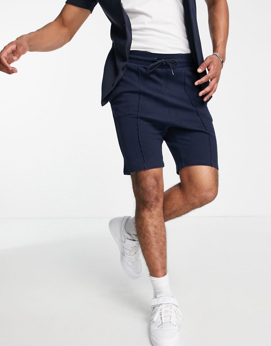 Jack & Jones Originals pin tucked sweat shorts in navy - part of a set