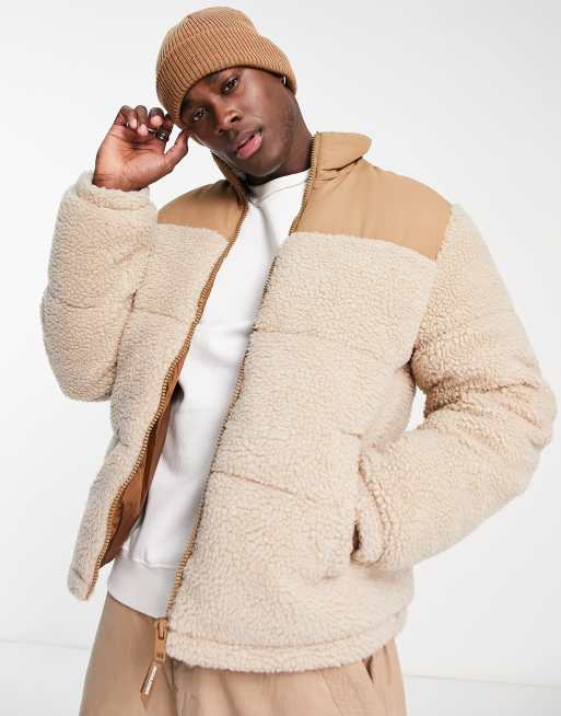 Jack & Jones Originals - Piumino effetto teddy color avena 