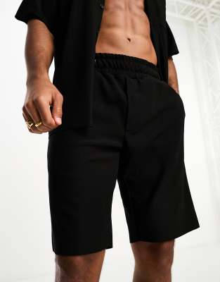 Jack & Jones Jack & Jones Originals plisse shorts in black co-ord