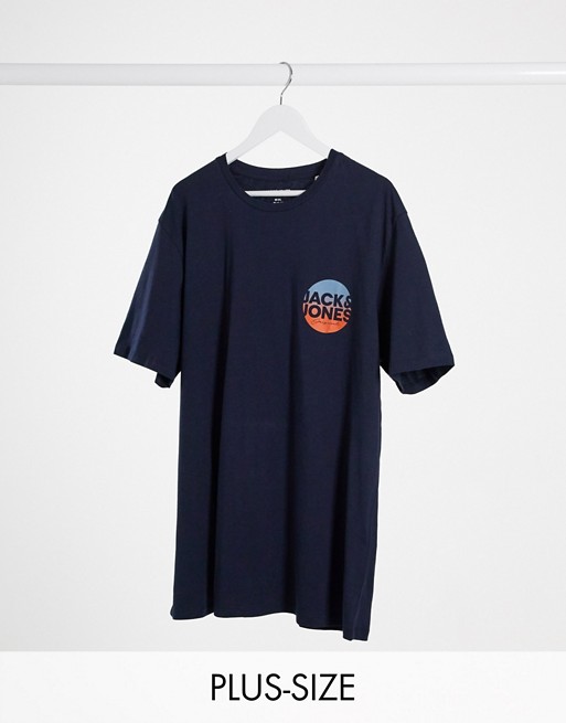 Jack & Jones Originals Plus t-shirt with small logo in navy