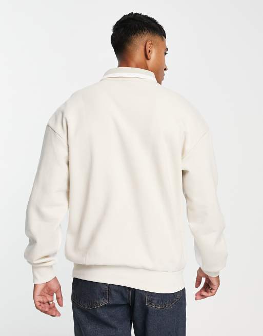 Jack & Jones Originals polo sweat with contrast panels in beige , 2 of 4