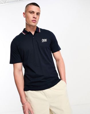 Jack & Jones Originals polo with tipping detail in navy