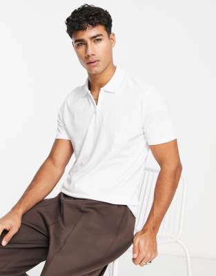 Jack & Jones Originals polo with zip detail in white  - ASOS Price Checker