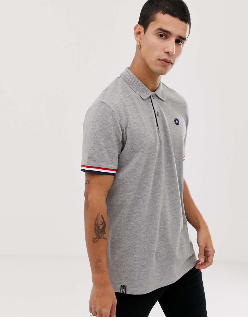 Jack & Jones Originals - Poloshirt met gekleurd randje aan de mouw en logo in grijs