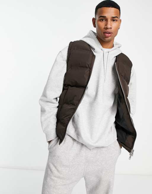 Jack & Jones Originals puffer gilet in chocolate 