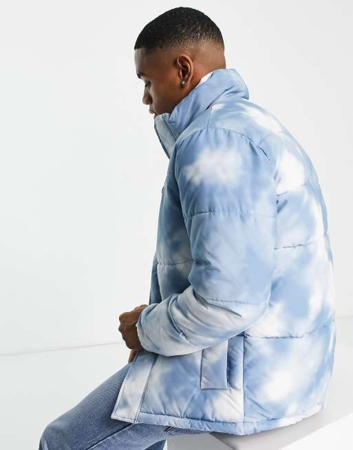 Jack & Jones Originals puffer jacket in blue cloud print