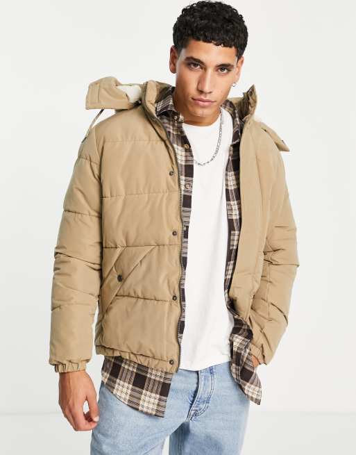 Jack & Jones Originals puffer jacket with detachable sherpa hood