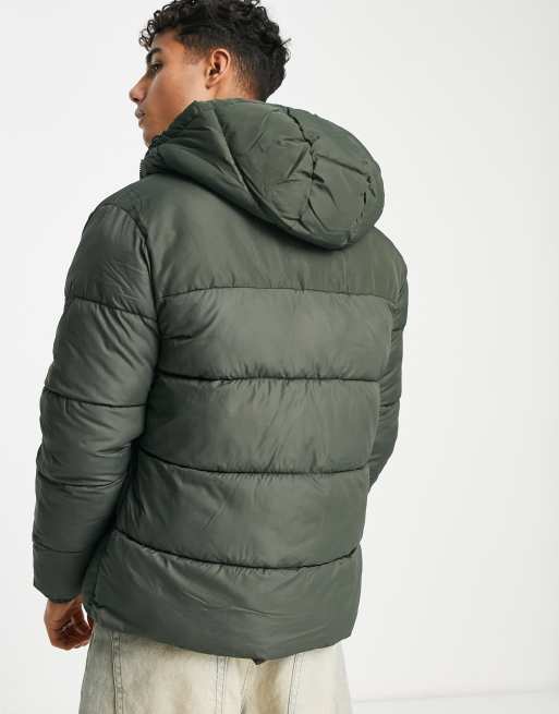 Jack & Jones Originals puffer jacket with hood in khaki , 2 of 4