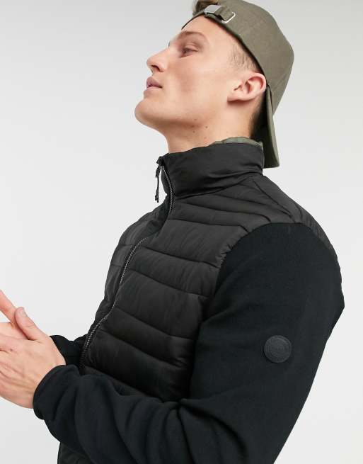 Mens puffer jacket with sales knit sleeves