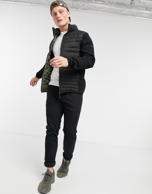 Mens puffer jacket 2024 with knit sleeves