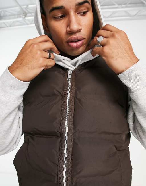 Puffer vest with short best sale sleeve shirt