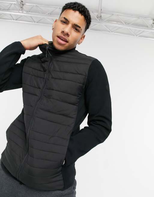 Puffer jacket clearance with knit sleeves