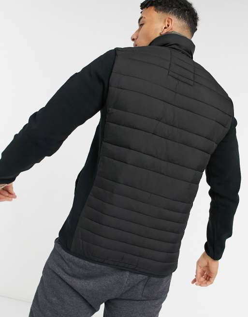 Jack & Jones Originals puffer jacket with knit sleeves in black