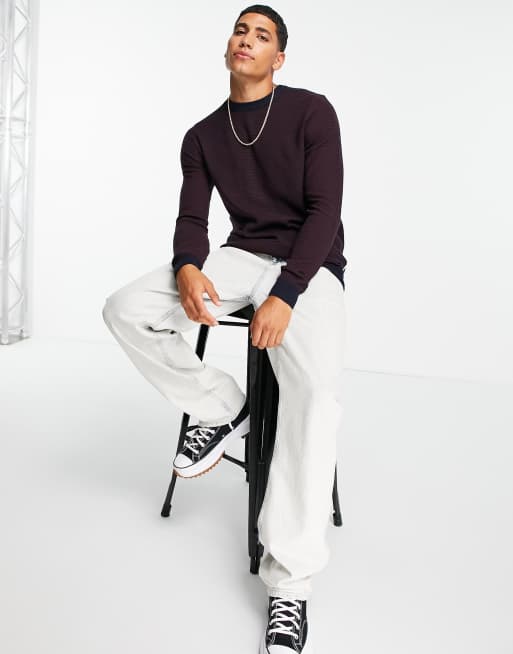 Jack & Jones Originals - Pull à fines rayures - Rouge et marine, 4 de 4