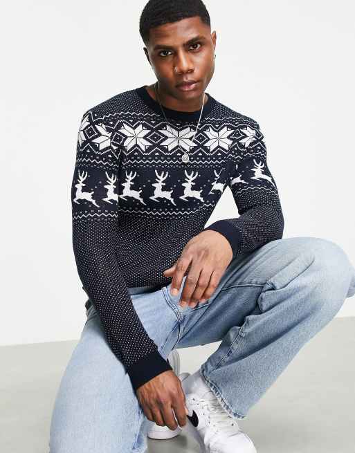 Jack Jones Originals Pull de Noel Bleu marine