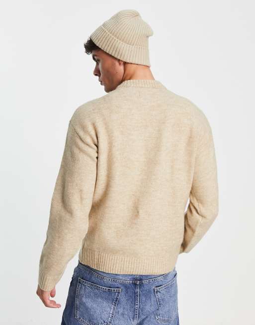 Jack & Jones Originals - Pull ras du cou en laine mélangée - Beige , 2 de 4