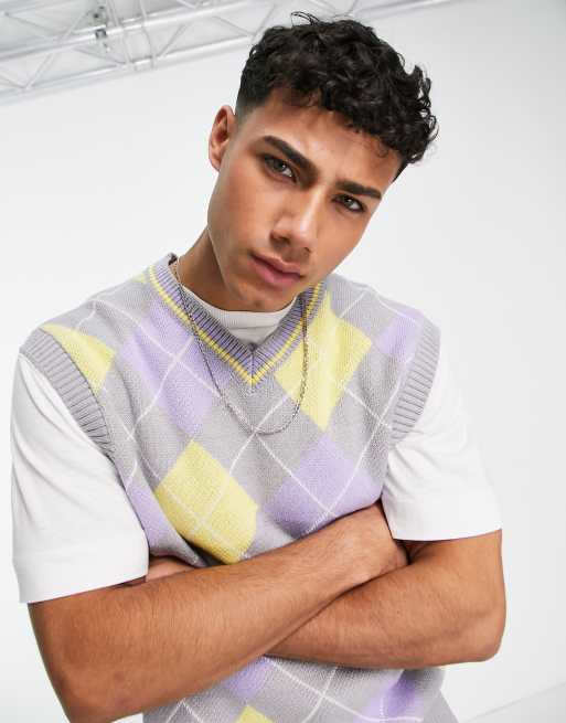 Jack & Jones Originals - Pull sans manches à losanges - Gris, 3 de 4