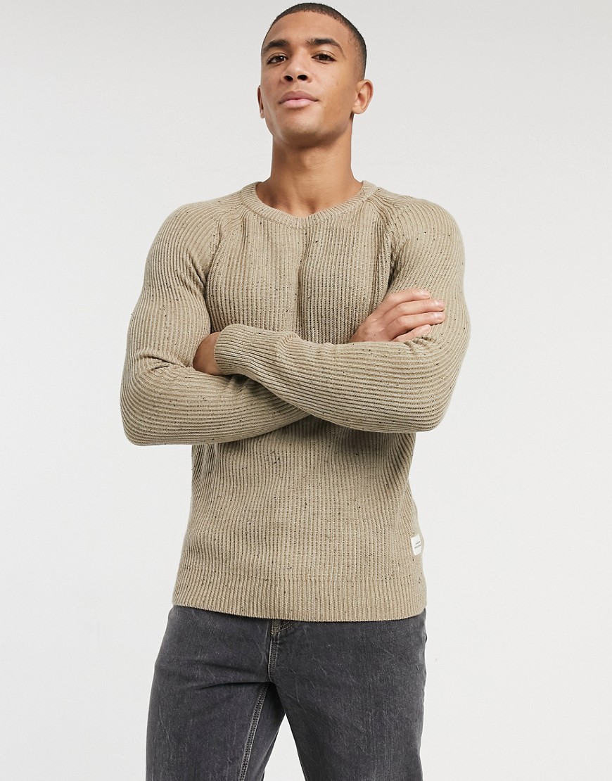 Jack & Jones Originals raglan sweater in oatmeal-Beige
