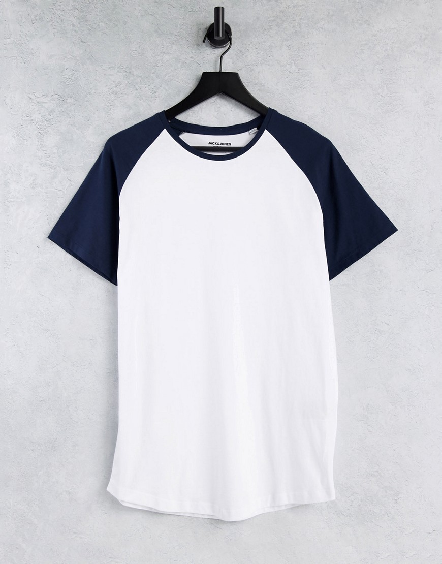 Jack & Jones Originals raglan t-shirt in navy & white