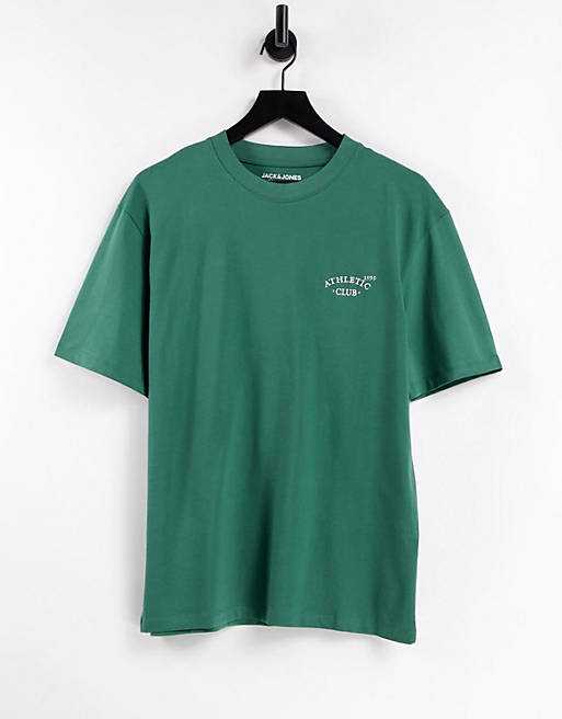 Jack & Jones Originals relaxed fit t-shirt with chest print in green