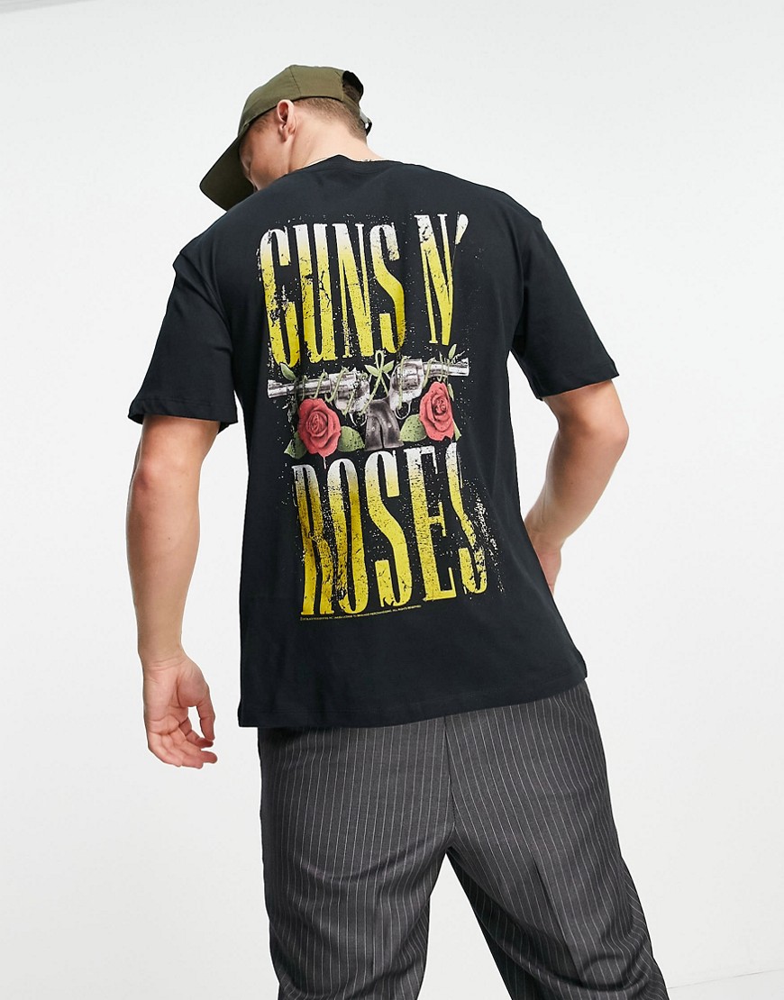 Jack & Jones Originals relaxed fit T-shirt with Guns N' Roses back print in black
