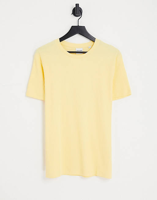 Jack & Jones Originals rib t-shirt in pastel yellow