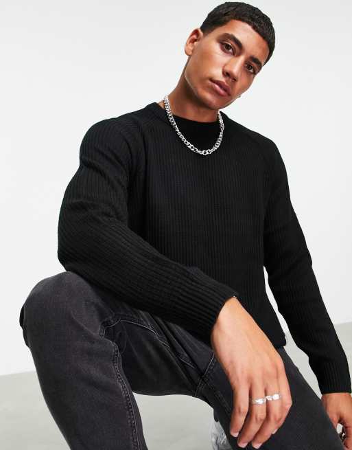Jack u0026 Jones Originals ribbed sweater in black | ASOS