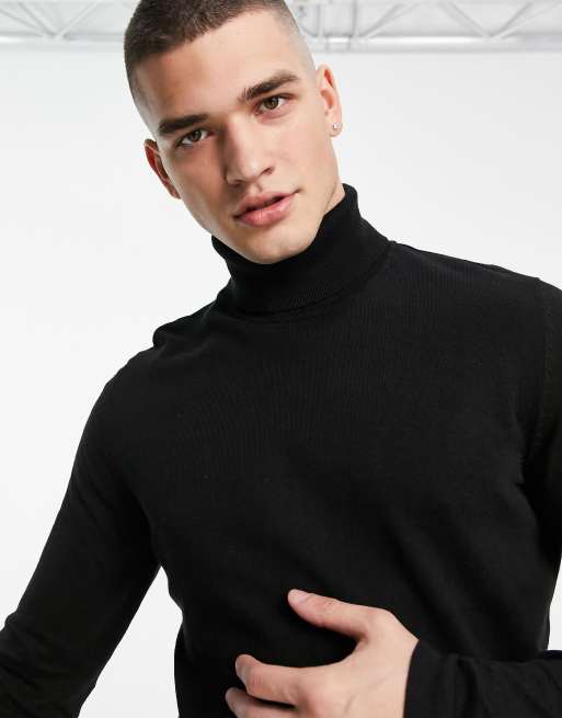 Jack u0026 Jones Originals roll neck sweater in black | ASOS