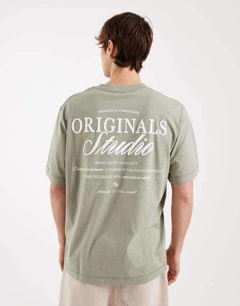 Jack & Jones – Originals – Salviagrön t-shirt med logga baktill - view 1