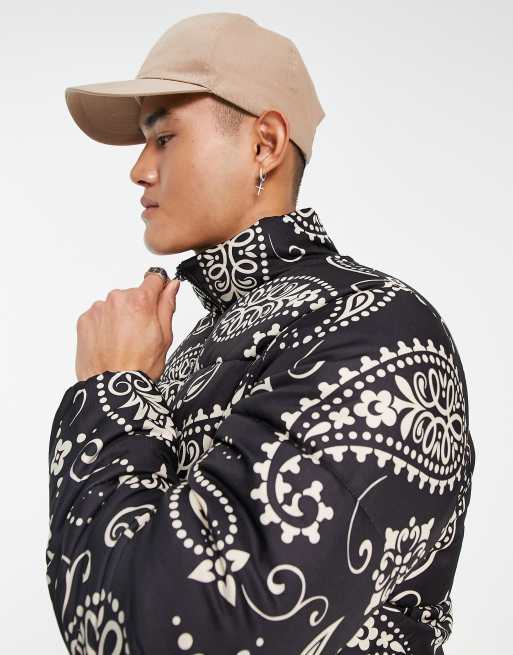 Jack & Jones Originals – Schwere Steppjacke in Schwarz mit Paisley-Muster, 2 von 4