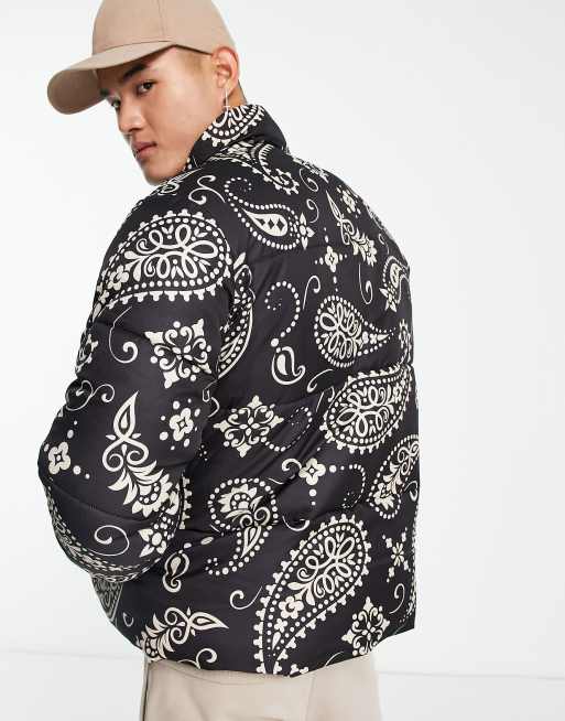 Jack & Jones Originals – Schwere Steppjacke in Schwarz mit Paisley-Muster, 3 von 4
