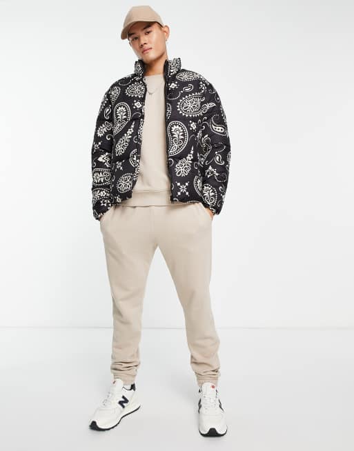 Jack & Jones Originals – Schwere Steppjacke in Schwarz mit Paisley-Muster, 4 von 4