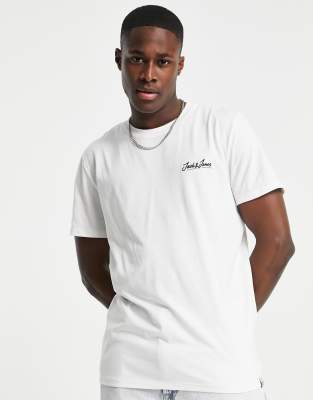 Jack & Jones Originals script logo t-shirt in white