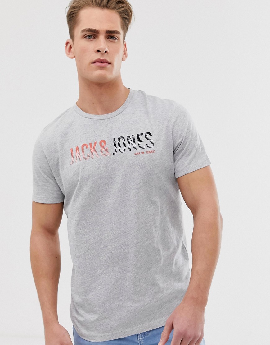 Jack & Jones Originals script t-shirt-Grey