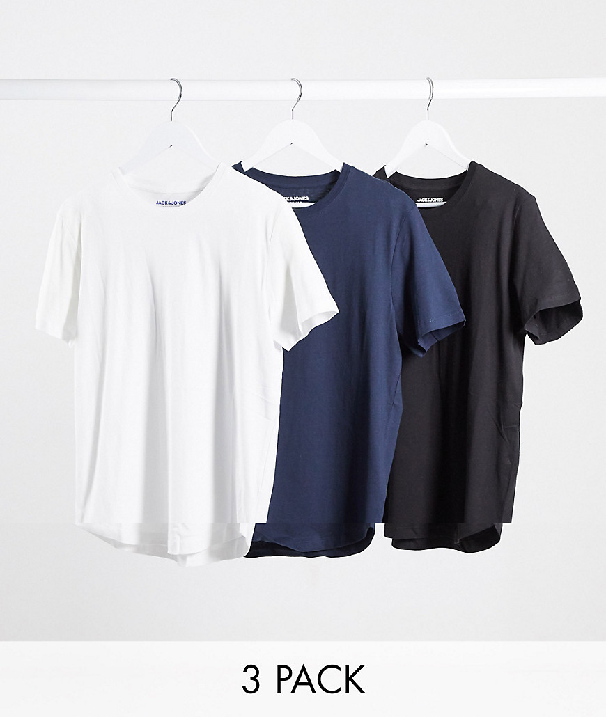 Jack & Jones Originals - Set van 3 lange meerkleurige T-shirts met ronde zoom-Multi