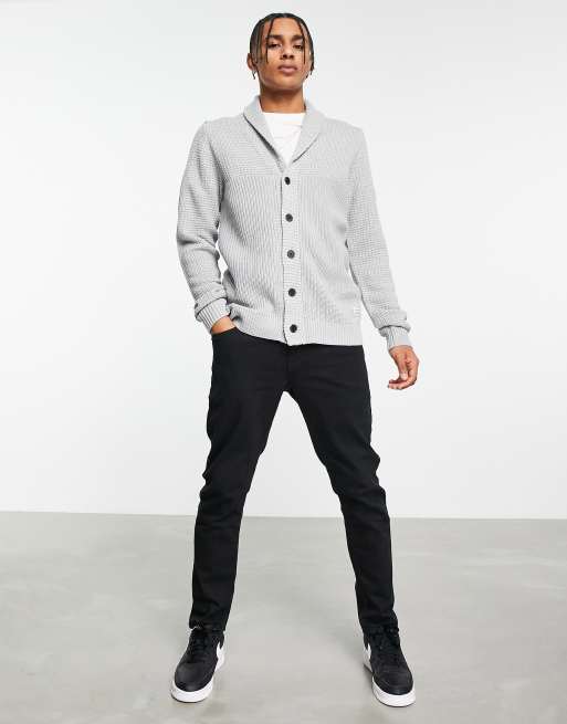 Shawl-collar Cardigan - Light gray - Men