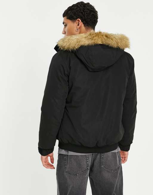 Jack & jones originals short shop parka with faux fur hood